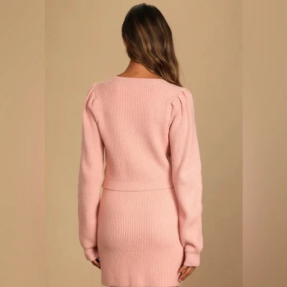 Autumn Scenery Dusty Pink Knit Two-Piece Sweater Mini Dress size M - Picture 4 of 7